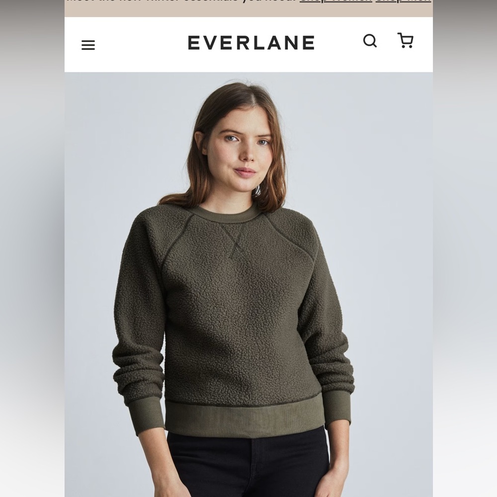 Everlane olive green crewneck sweatshirt M